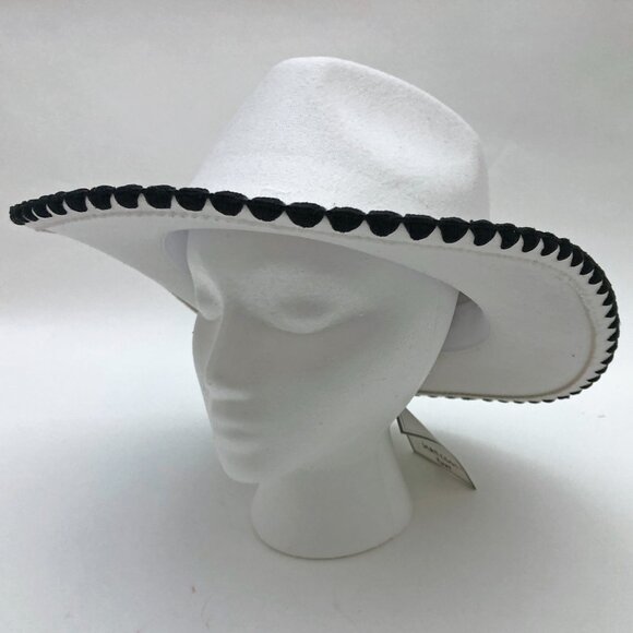 Jen & Co. Oakley Contrast Cowgirl Hat White With Black Trim Size Med-Large main image 8